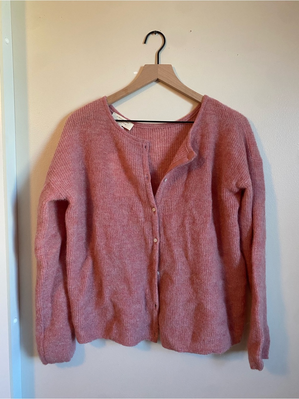 Sezane Dusty Rose Button-Down Women's Cardigan